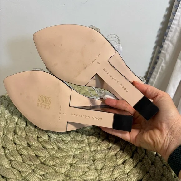 Good American Cinder-f*cking Rella Clear Wedge Sandal Size 8 - Picture 13 of 14